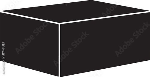 Geometric vector illustration of a simple black box or three dimensional cube shape