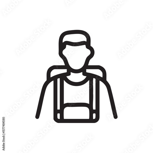 An icon depicting a person with a backpack.