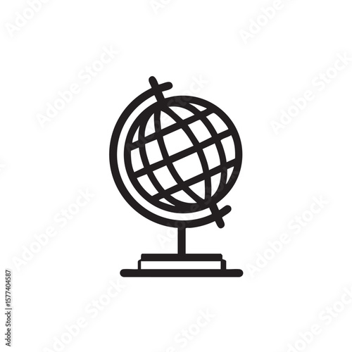 An outline icon of a globe on a stand.