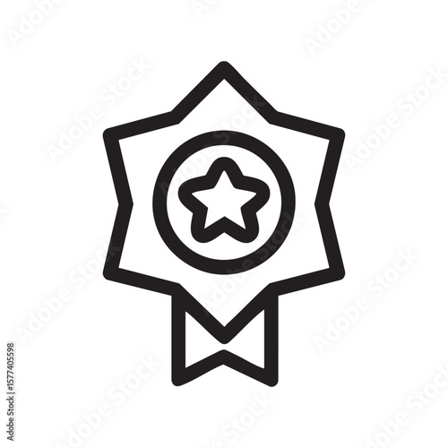  A minimalist line drawing of a star award badge with a ribbon.