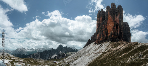 Hiking at Tre Cime di Lavaredo, Icon of the Dolomites, Italian Alps