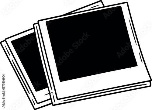 Stack of Blank Polaroid Photo Frames Illustration

