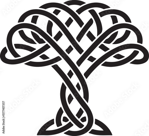 "Celtic Knot Tree of Life – Minimalist Symbolic Design"