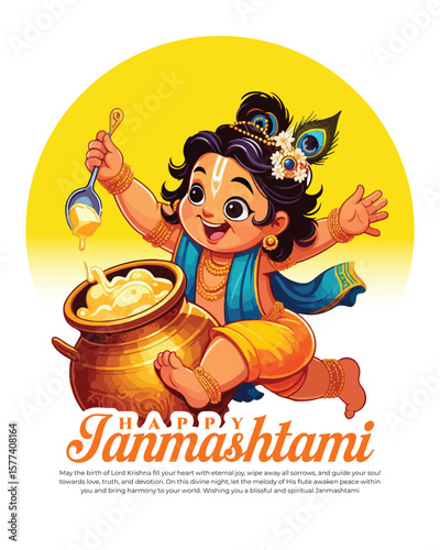 Happy Krishna Janmashtami celebration Indian festival social media post banner poster