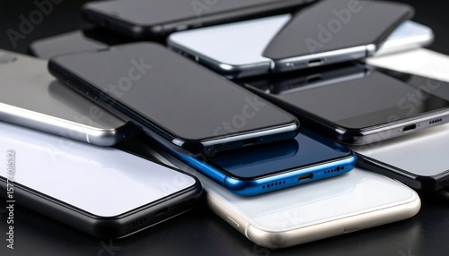 Many smartphones in a pile