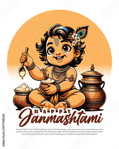 Happy Krishna Janmashtami celebration Indian festival social media post banner poster