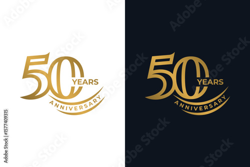 Stylish Golden 50th Anniversary Celebration Design