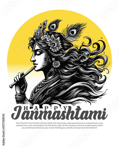 Happy Krishna Janmashtami celebration Indian festival social media post banner poster