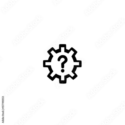 Gear Icon with Question Mark Inside Representing System Help and Technical Support Concept