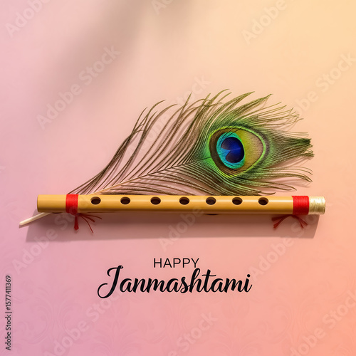 Krishna s flute and peacock feather for janmashtami celebration