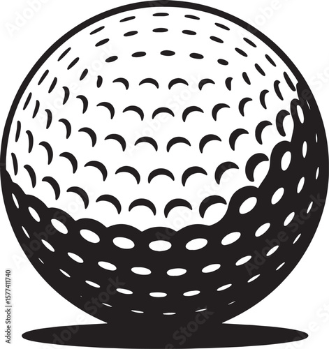 Golf Ball Icon, Vector Sport Ball Illustration with Dimples and Shadow