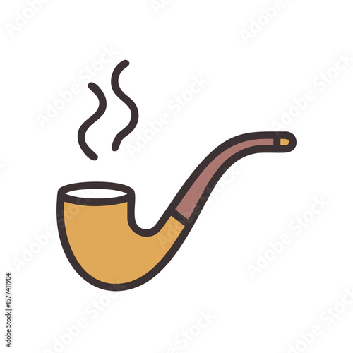 Simple smoking pipe icon in outline style