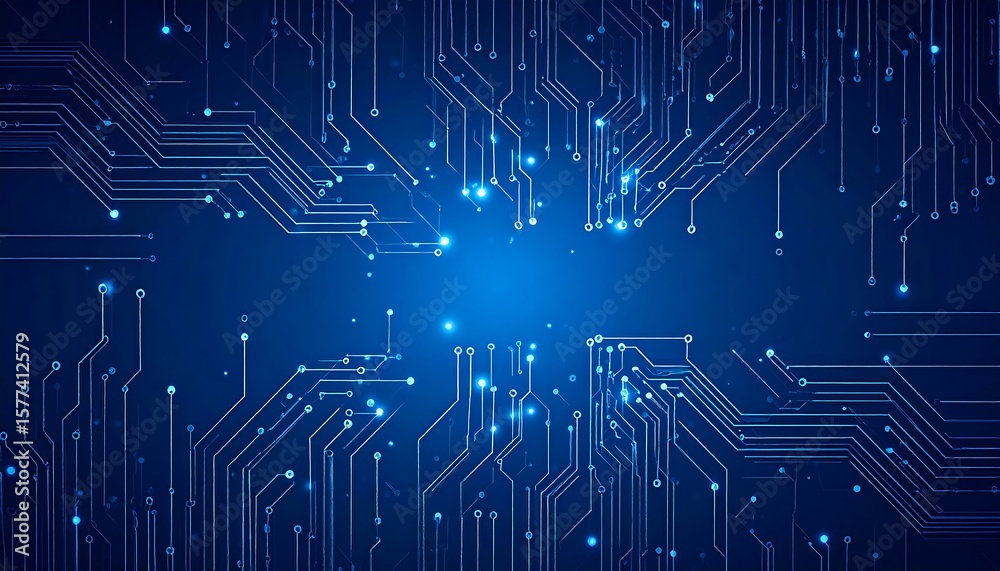 Obraz premium Circuit Board Pattern on Dark Blue – Tech Overlay
