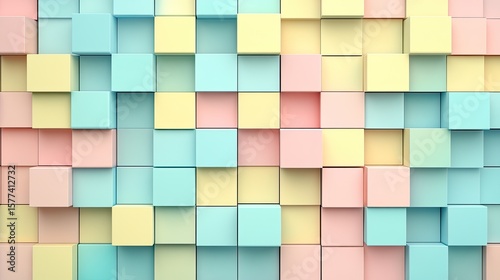 Colorful pastel cubes arranged in a seamless abstract pattern