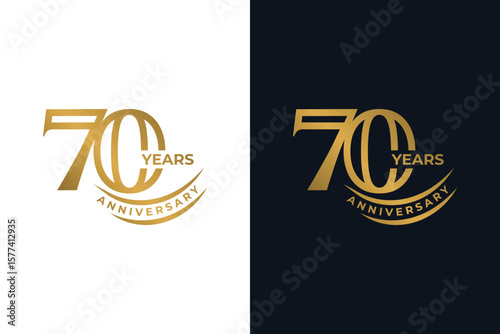 Golden 70 Years Anniversary Elegant Logo
