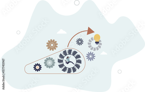 Teamwork gears as business cooperative machinery.process acceleration concept. character life .