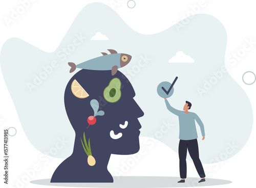 Mindful eating and healthy daily food consumption awareness. character life .