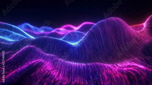 Futuristic Abstract Waves in Neon Glow with Vibrant Backdrop