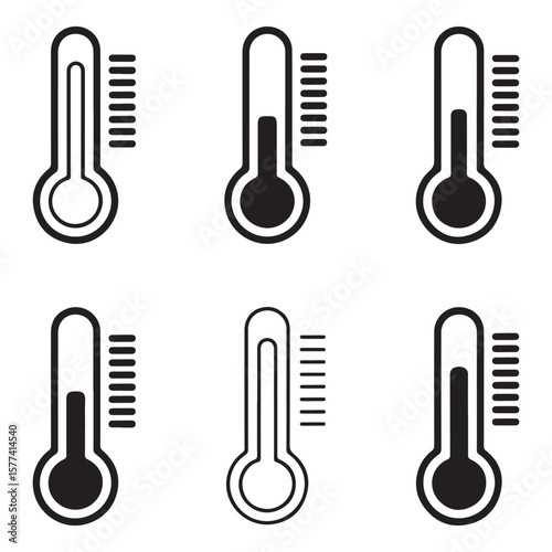 set vector various Thermometer Icons line art outline