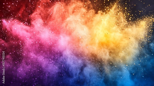 Colorful Holi Celebration Powder Burst in Vibrant Festival Backdrop
