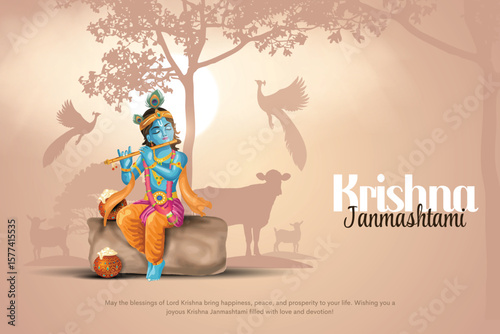 Dahi handi indian festival of lord shree krishna janmashtami. Creative vector illustration design.