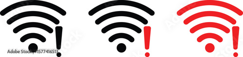Wifi and wireless problem icon or no wifi icon set. No internet access crossed out symbol. wifi signal with a prohibition symbol. representing no internet connection. 
