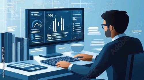 AML (Anti Money Laundering) financial bank concept: Businessman using computer with AML icons for anti-money laundering regulations.