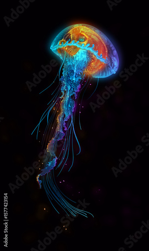 jellyfish skull surreal dream world in black background 