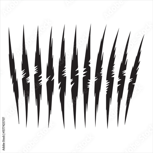 Abstract black claw marks or scratches pattern on a white background
