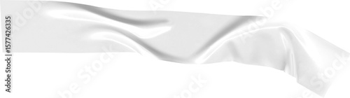 Schilderij op canvas Graceful flowing white fabric dances on a transparent backdrop, ideal for adding