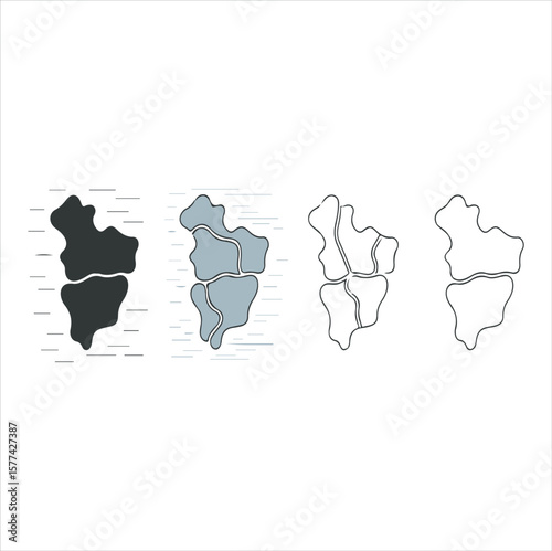 Four stylized representations of the human carpal bones in a simplified illustrative style