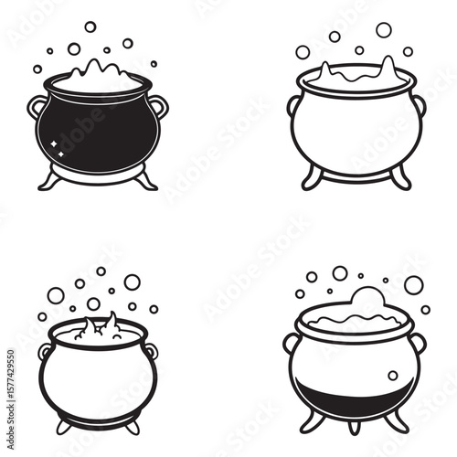 vector set of pots and pans