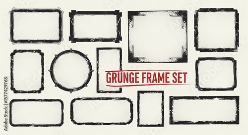 Black distressed borders decorative frames grunge