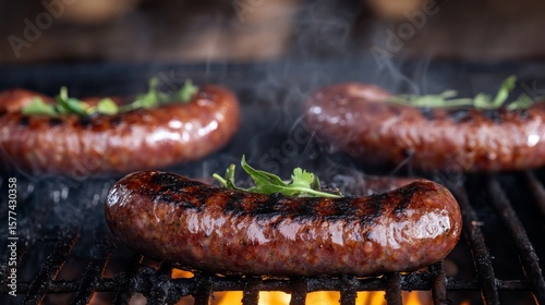 Grilled South African Boerewors on a Barbecue with Minimalist Design