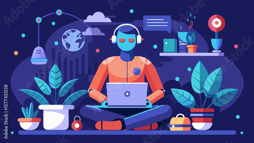 man reading a book, remote work illustration