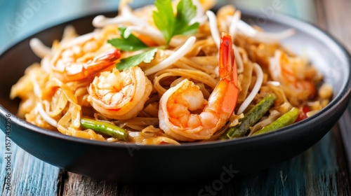 Delicious Minimalist Pad Thai with Shrimp and Fresh Vegetables