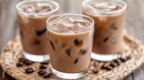 Refreshing Glasses of Iced Thai Coffee in Minimalist Setting