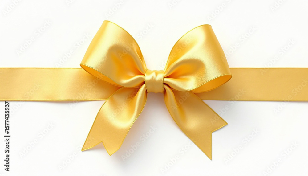 Elegant Golden Ribbon Bow Isolated on White Background for Celebrations and Gift Giving Elegant Golden Ribbon Bow Isolated on White Background for Celebrations and Gift Giving