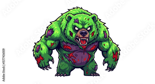 Ferocious toxic green zombie grizzly bear