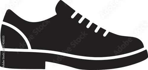 Black and white vector illustration of a classic leather dress shoe side view