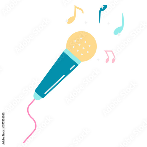 colorful microphone with musical notes clip art preview