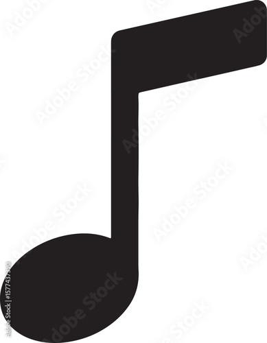 Black silhouette of a musical note symbol isolated on a clean white background
