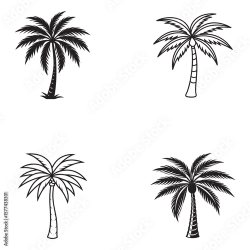 set of vector palms