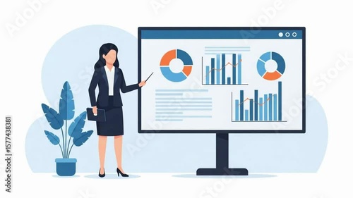 Businesswoman Presenting Financial Data