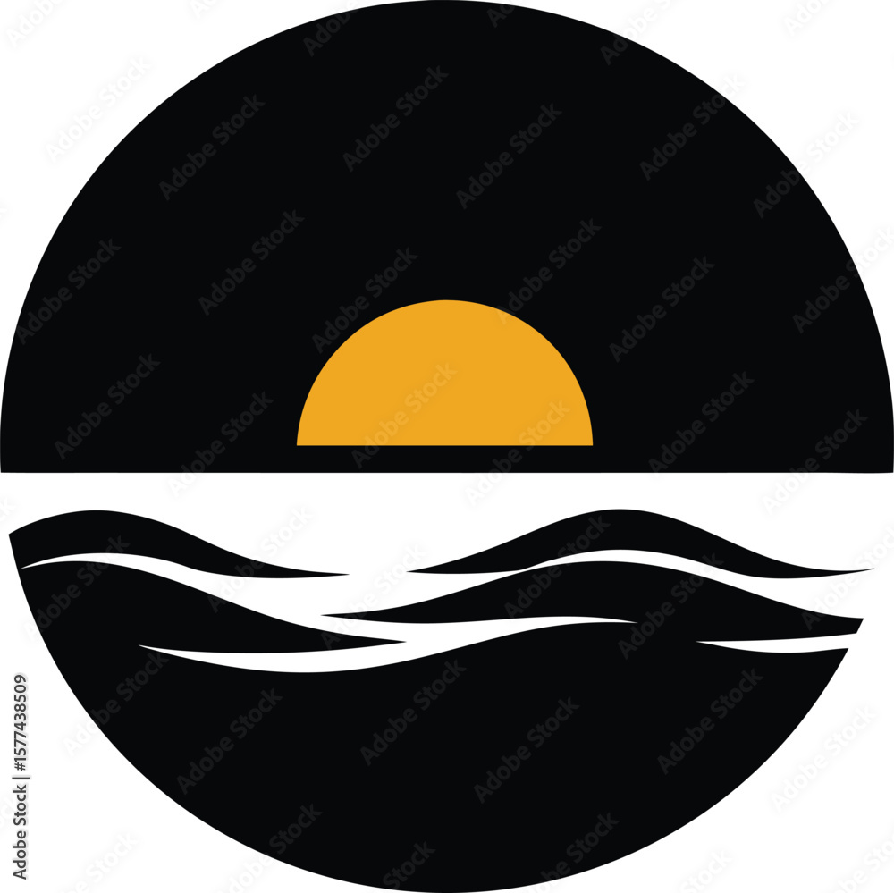 Sunset vector illustration on white background