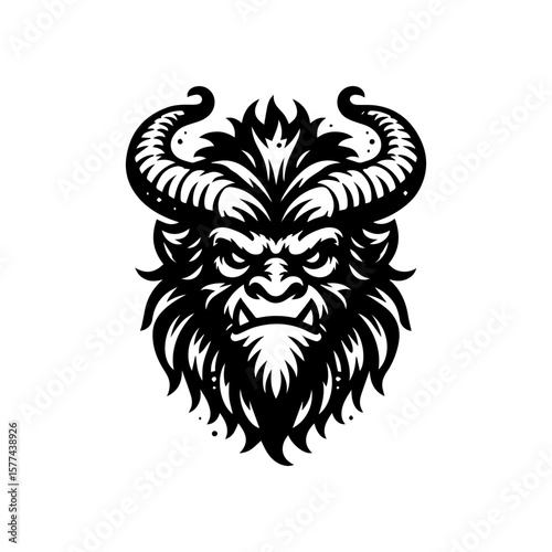 Wallpaper Mural Fierce Beast Head with Intricate Horns and Detailed Fur Design. Torontodigital.ca