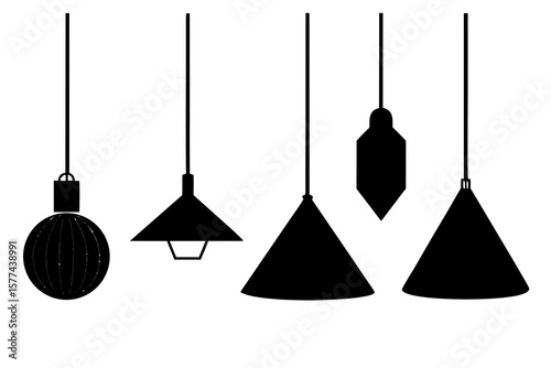 Minimalist Hanging Pendant Lights Vector