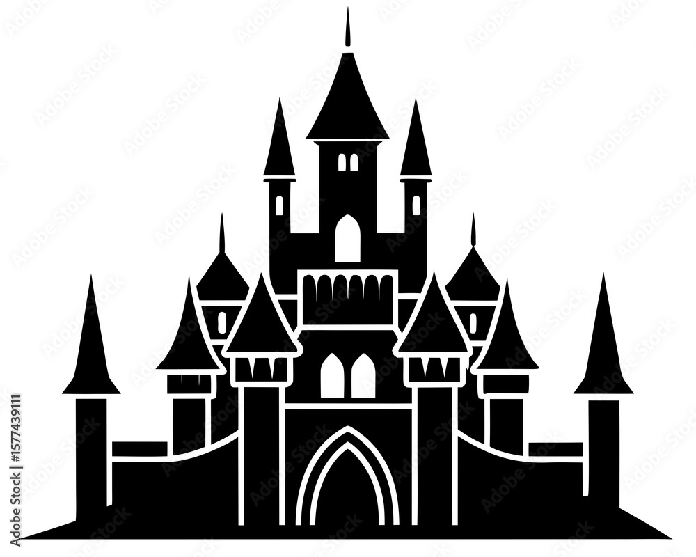 Obraz premium Fairytale Castle Silhouette Vector
