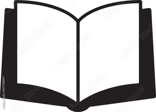Simple black and white illustration of an open book suitable for education or knowledge concepts