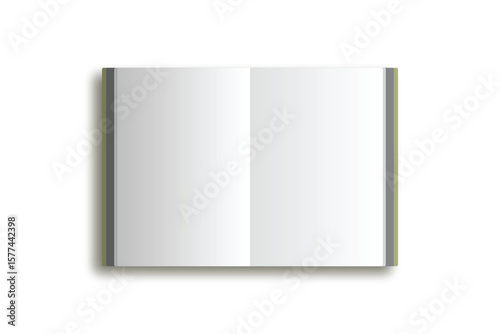 Open Book: A pristine open book lies ready, its blank pages inviting the reader to a world of stories. This photorealistic depiction of an open book symbolizes knowledge, information.
